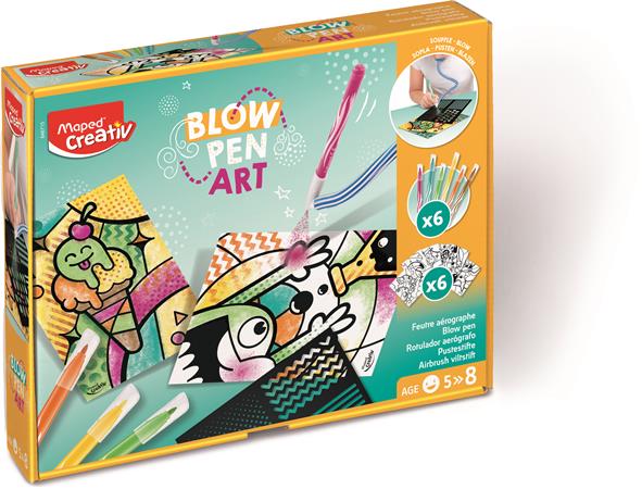 Fújós filctoll készlet, MAPED CREATIV, "Blow pen Art", csíkozás